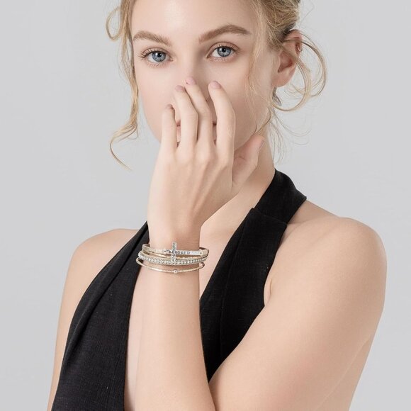 Cross Leather Bracelet Faux Leather Magnetic Clasp Religious Jewelry Women - Picture 2 of 6